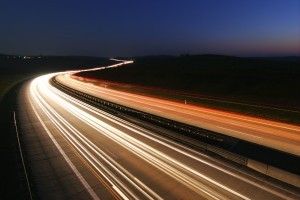 Driving at night.