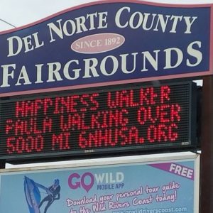 Rolling out the welcome mat for the Happiness Walk in Crescent City, CA!