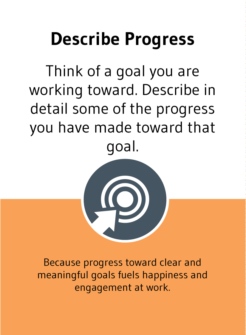 Describe Progress: Think of a goal you are working toward. Describe in detail some of the progress you have made toward that goal.