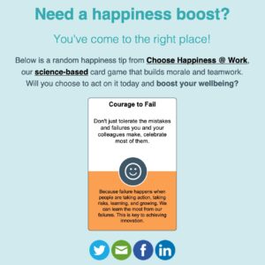 Sample card from Choose Happiness @ Work ("Courage to Fail")